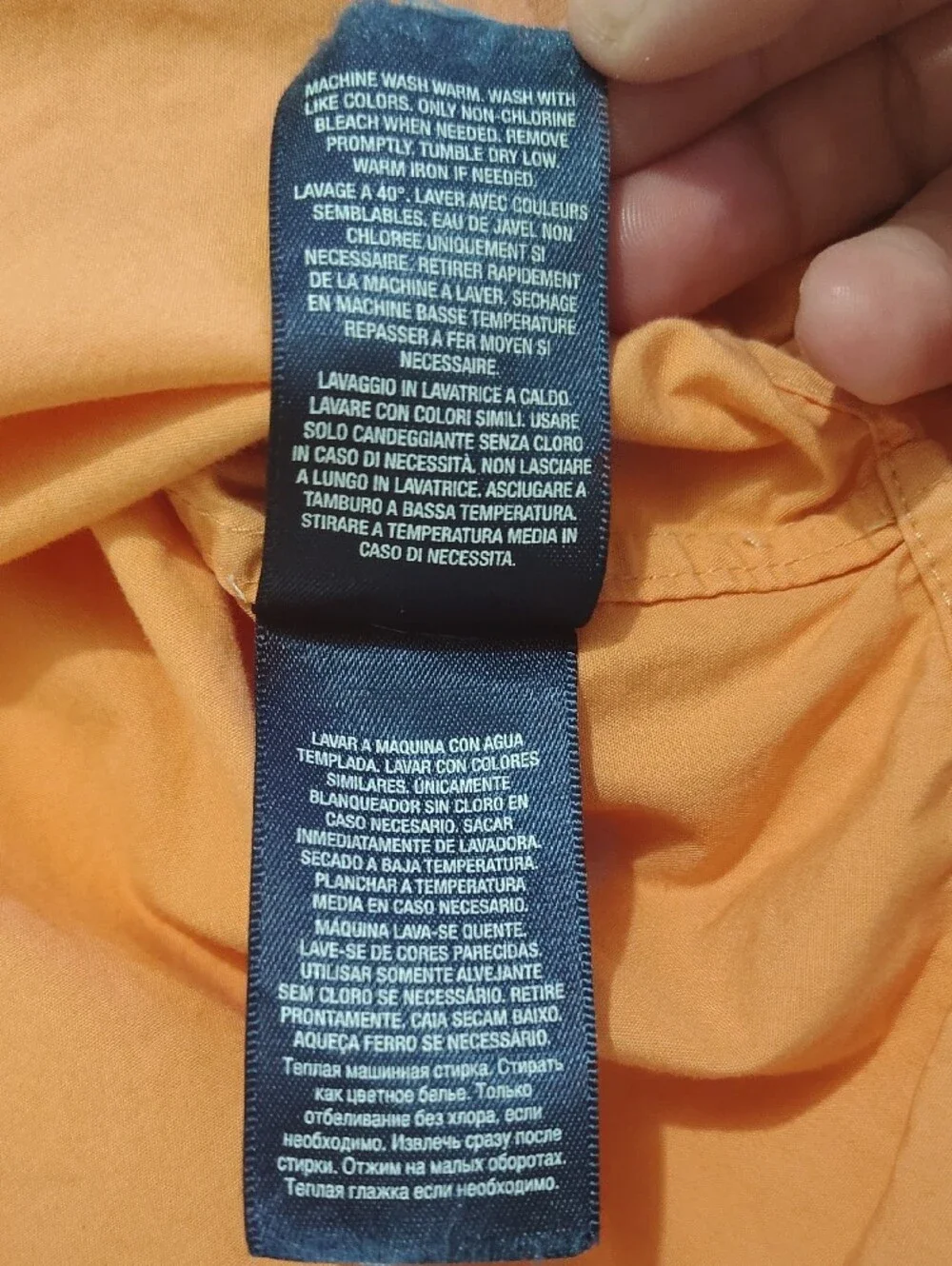Ralph Lauren Boy's Peach Orange Button-Down Shirt with Green Pony Size 16/18